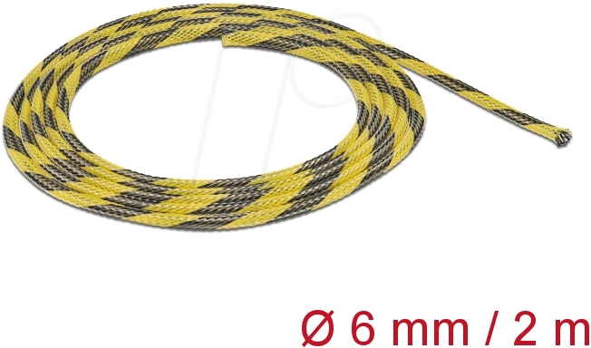 DELOCK 20737 - Geflechtschlauch dehnbar 2 m x 6 mm schwarz-gelb