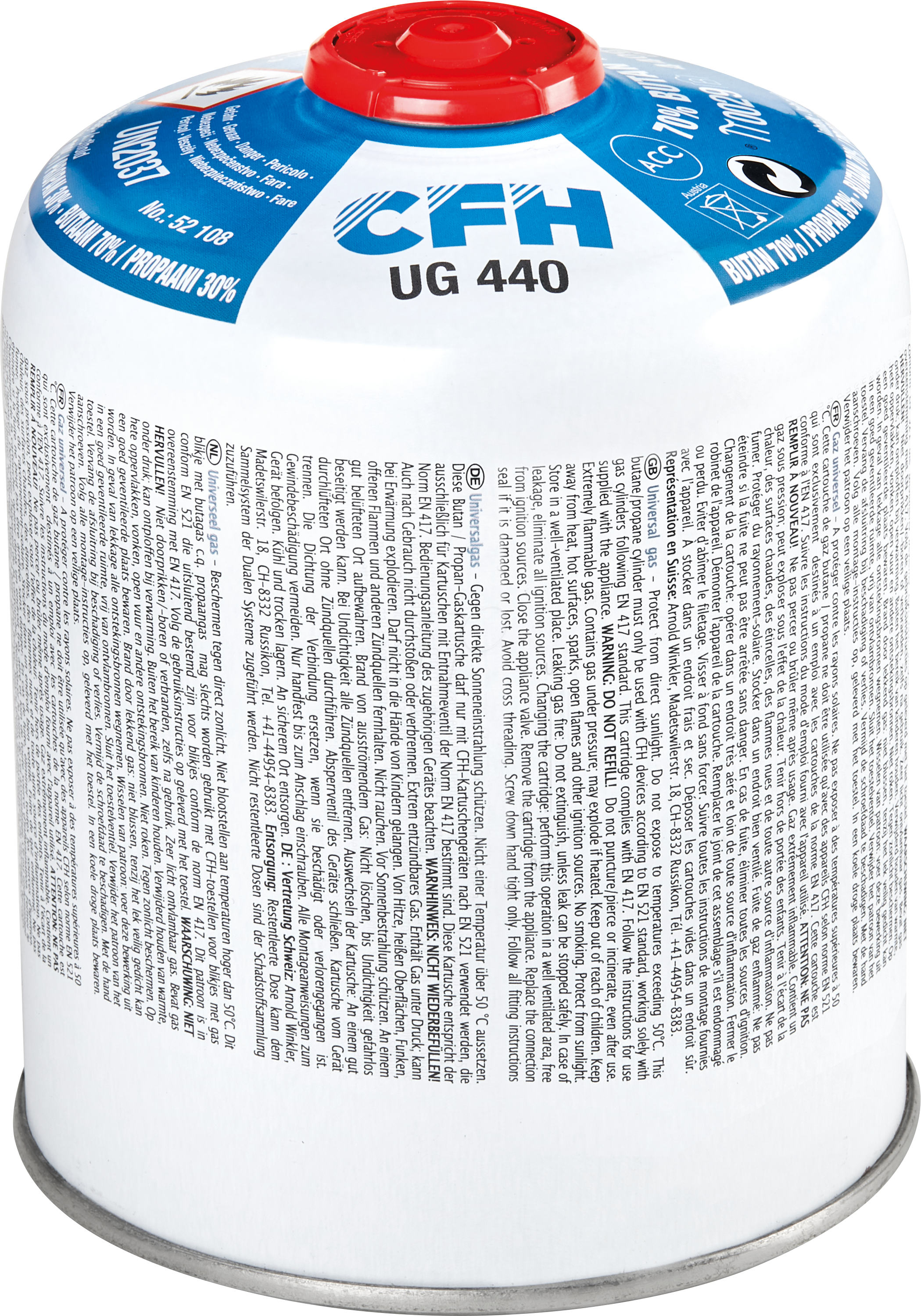 CFH 52108 - Druckgasdose 440 g, EN417, Universalgas
