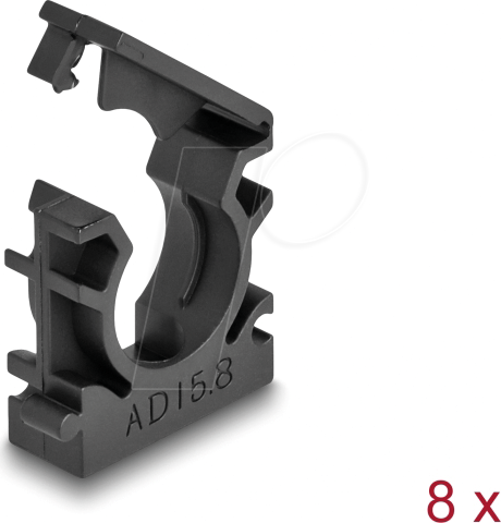 DELOCK 60483 - Kabelschlauchhalter mit Verschlussclip 15,8 mm 8 Stk. schwarz