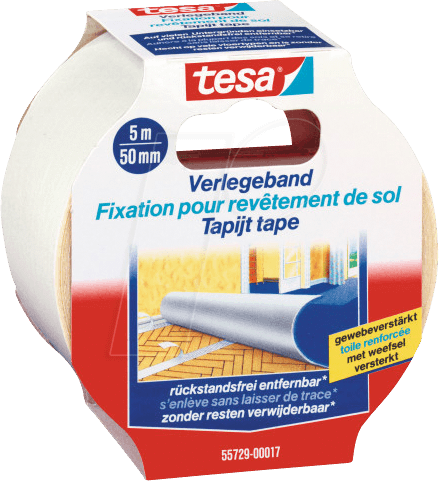 TESA 55729 - Verlegeband, entfernbar, 5 m x 50 mm