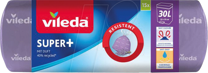 VILEDA 45006 - VILEDA Müllbeutel, Super+ 15 Stk, 30 Liter