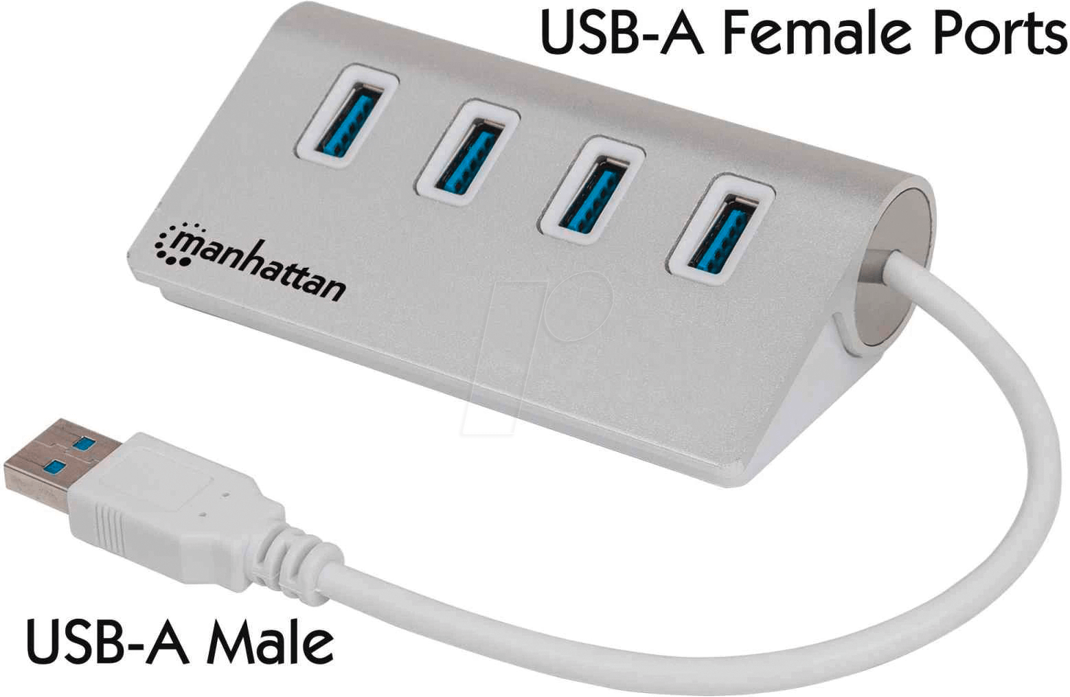MANHATTAN 163767 - USB 3.0 Hub, 4 Port, Aluminiumgehäuse