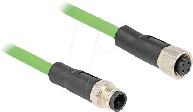DELOCK 80409 - M12 Kabel, D-kodiert, 4 Pin Stecker / Buchse, 5 m