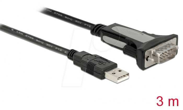 DELOCK 65962 - Adapterkabel USB-A auf Seriell RS232 / DB9 3 m