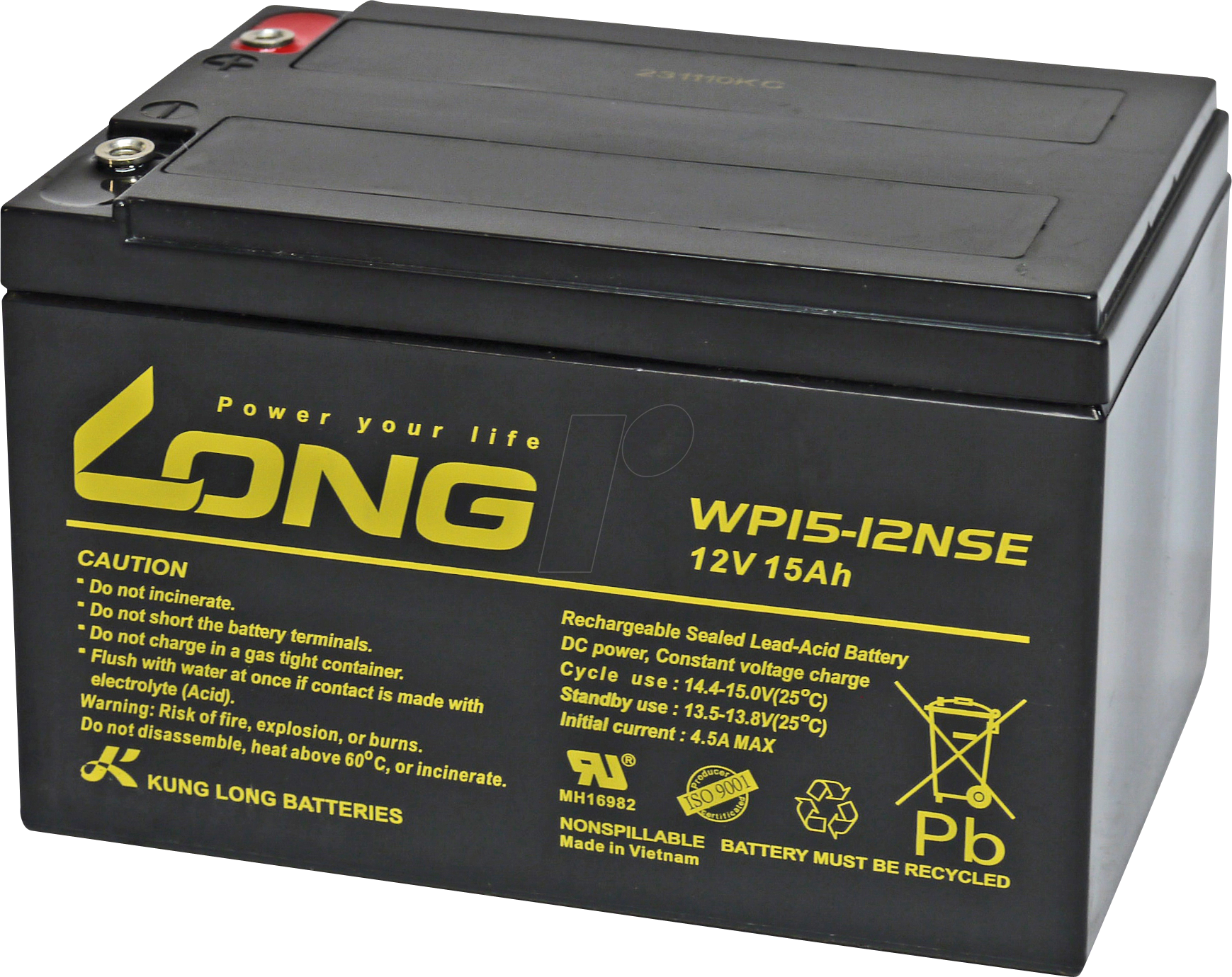 WP 15-12NSE - Blei-Vlies-Akku, 12 V, 15 Ah, Zyklenfest