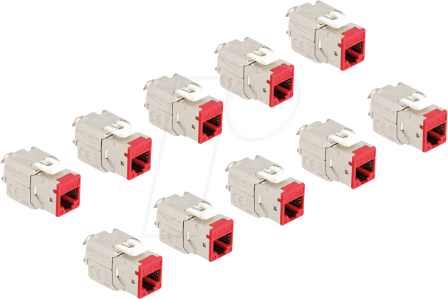 DELOCK 88115 - Keystone Modul RJ45 Buchse zu LSA Cat.6A rot 10 Stück