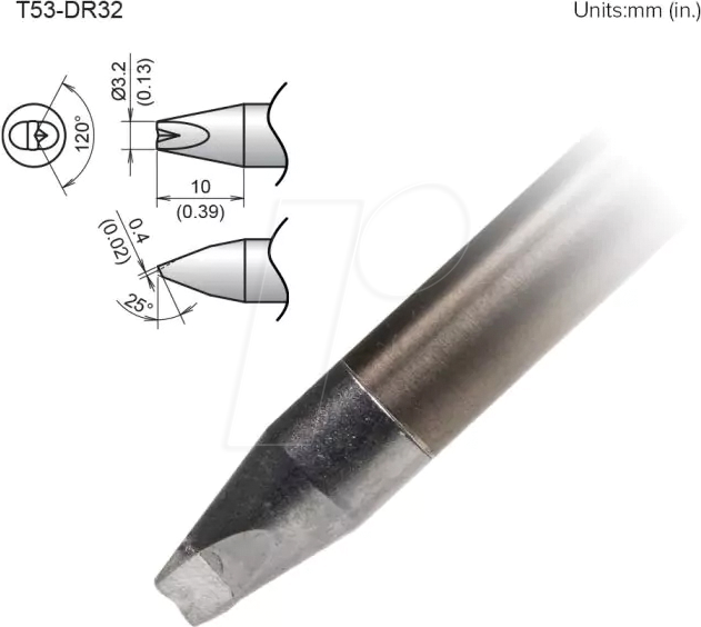 HAK T53-DR32 - Aktiv-Lötspitze T53-DR32, 3,2 mm, meißel, rille