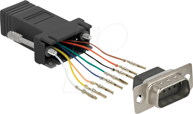 DELOCK 66166 - Adapter Sub-D 9Pin St > RJ45 Bu. Montagesatz schwarz