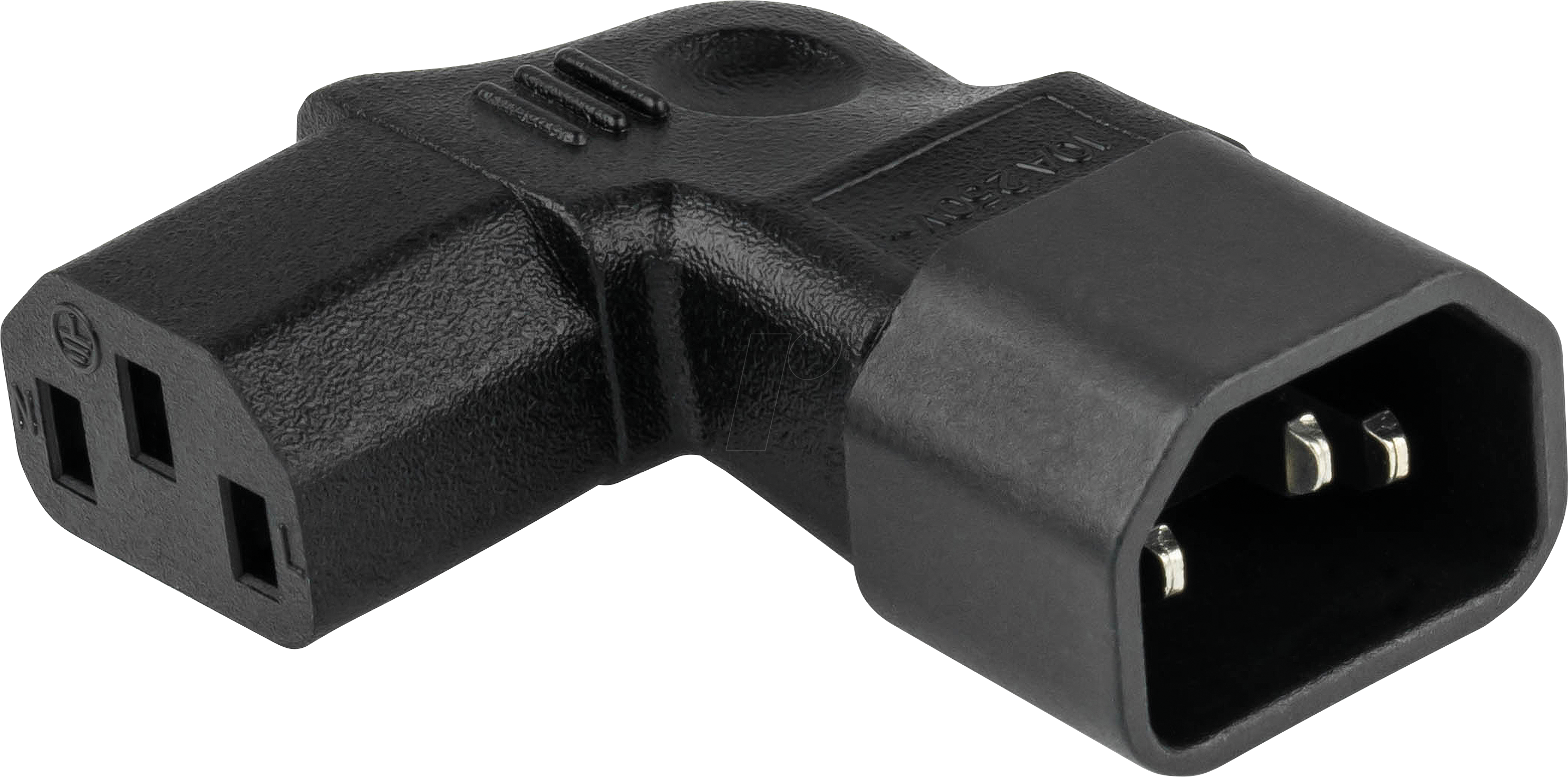KM SKA-1432S - Netzadapter, Stecker C14 auf Buchse C13, abgewinkelt, schwarz