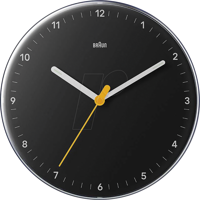 BRAUN BC26B-DCF - Funk-Wanduhr analog, geräuschloses Uhrwerk, 23 cm, schwarz