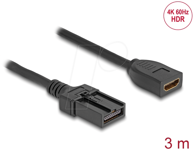 DELOCK 87905 - HDMI Automotive Kabel, HDMI-A Buchse > HDMI-E Stecker, 3 m, 4K 6