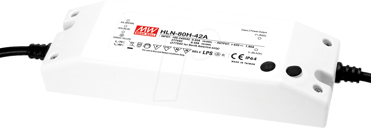MW HLN-80H-12A - LED-Trafo, 60 W, 12 V DC, 5000 mA