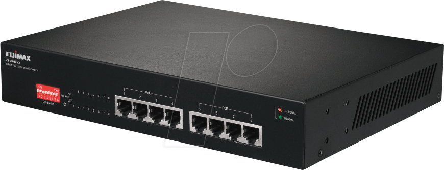 EDI GS-1008PV2 - Switch, 8-Port, Gigabit Ethernet, PoE+