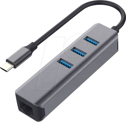 EXSYS EX-1133-N3 - Netzwerkkarte, USB-C, Gigabit Ethernet, 1x RJ45, 3x USB