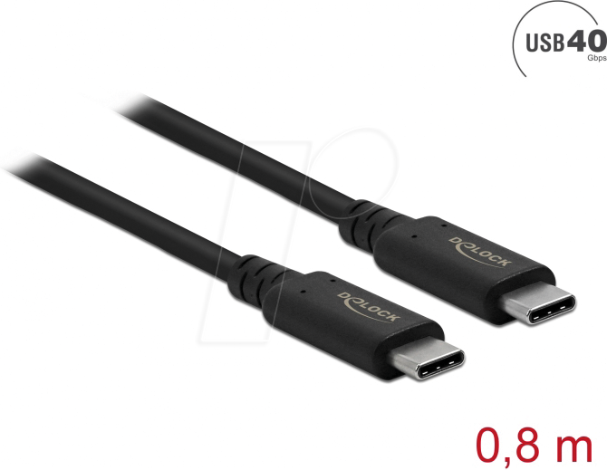 DELOCK 86979 - USB 4.0 Kabel, 40 Gbit/s, 100 W, 8K 60Hz, 0,8 m