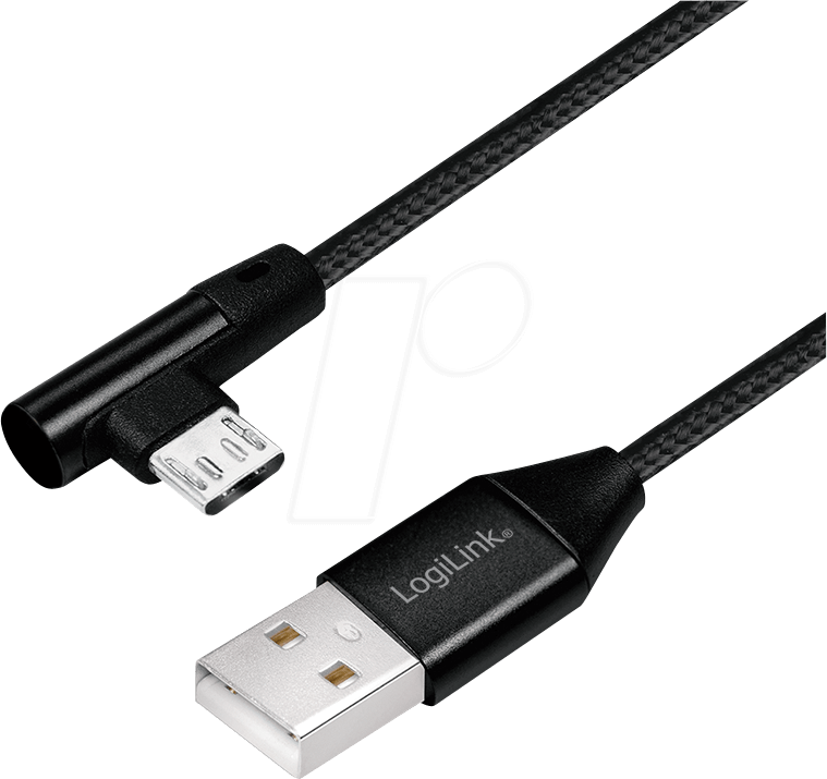 LOGILINK CU0141 - Sync- & Ladekabel, USB-A -> micro-B, 0,3 m, gew., Baumw., schwar