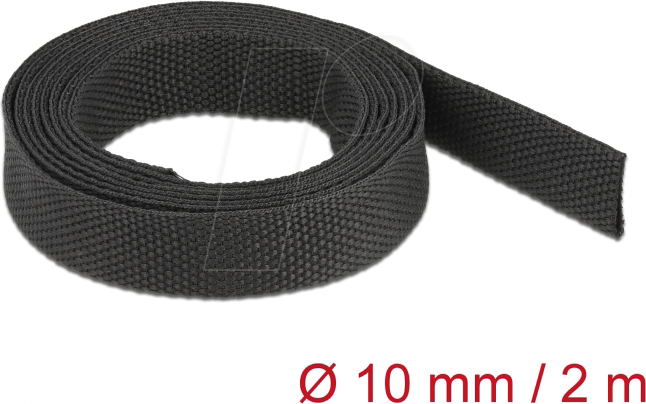 DELOCK 20792 - Gewebeschrumpfschlauch 2 m x 10 mm Schrumpfungsrate 2:1 schwarz
