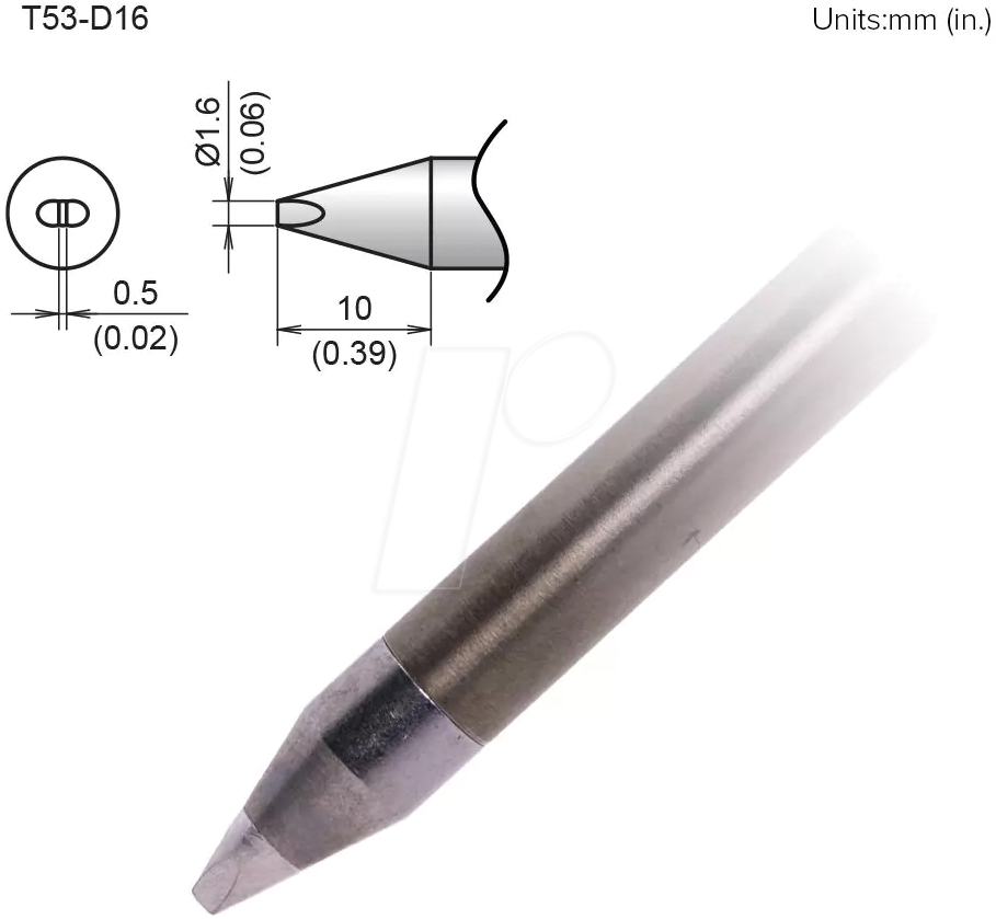 HAK T53-D16 - Aktiv-Lötspitze T53-D16, 1,6 mm, meißel