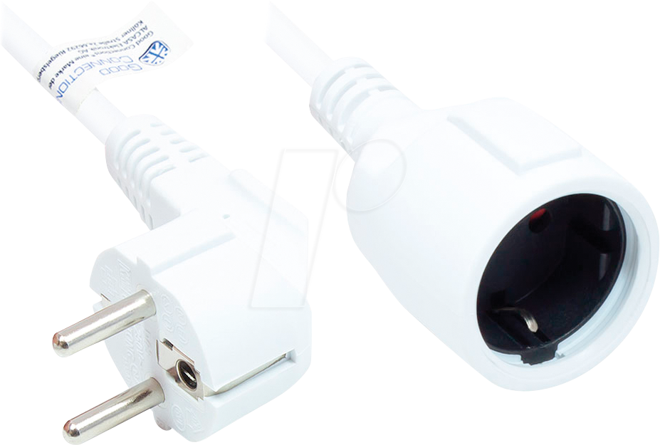 GC P0102-W050 - Verlängerung Typ E+F auf Typ F , weiß, 1,50 mm², 5 m