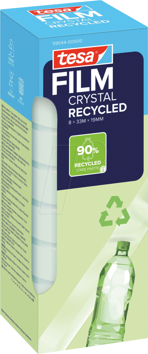 TESA 59044 - tesafilm® CRYSTAL RECYCLED, 33 m x 19 mm, 8 Rollen