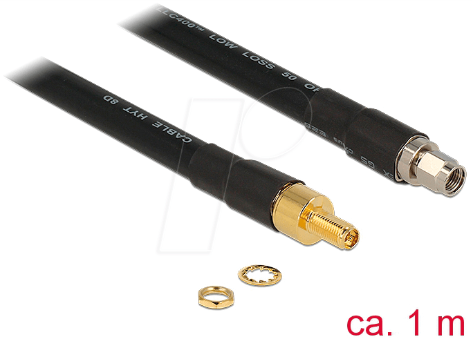 DELOCK 13013 - HF Antennenkabel, RP-SMA Stecker > RP-SMA Buchse, 1 m