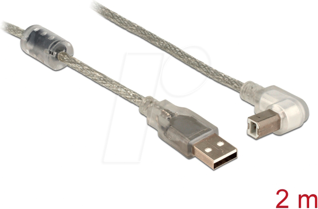 DELOCK 84814 - USB 2.0 Kabel, A Stecker auf B Stecker, gewinkelt, 2,0 m