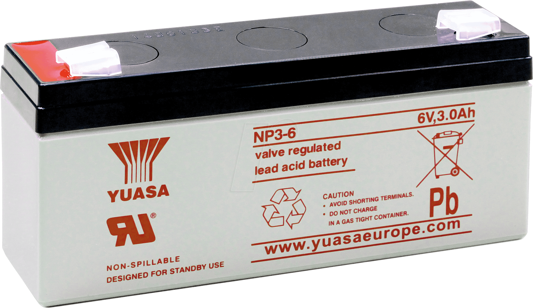 YU NP3-6 - Blei-Vlies-Akku, 6 V, 3 Ah