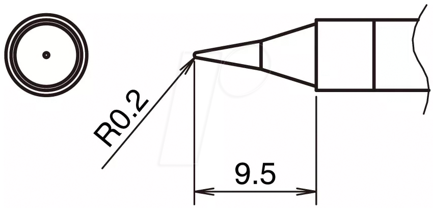 HAK T39-I02 - Aktiv-Lötspitze T39-I02, 0,2 mm, dünn, konisch