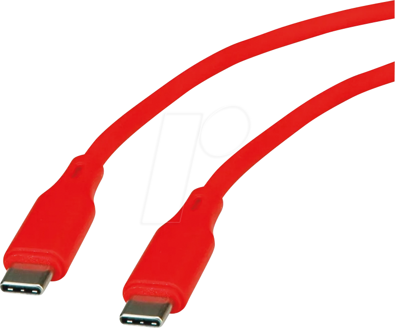 Thumbnail - ROLINE 11029121 - USB 2.0 Kabel, C Stecker auf C Stecker, Silikon, 60W, rot, 1 m