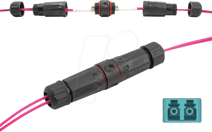 DELOCK 87878 - LWL Kabelverbinder LC Duplex Buchse / Buchse, OM3, Outdoor