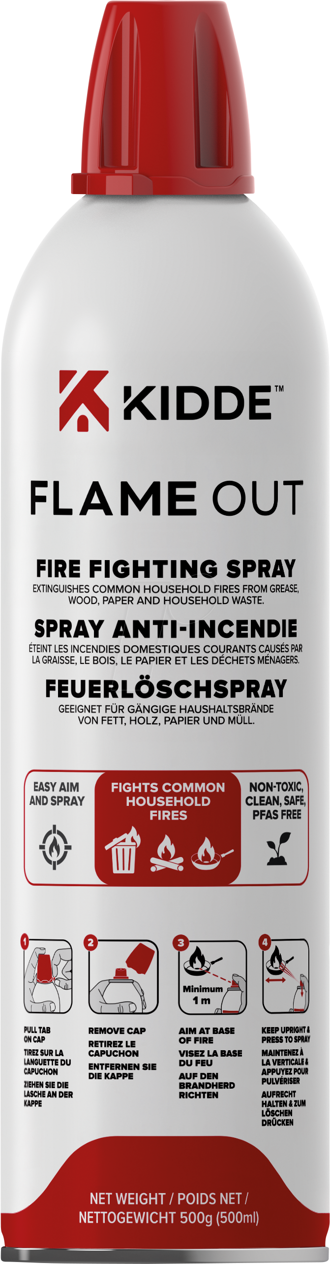 KIDDE KFS-500 - Feuerlöschspray, Flame Out, 500 ml