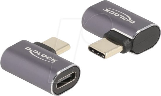 DELOCK 60047 - USB 4.0 Adapter, C Stecker auf C Buchse, gewinkelt, Metall