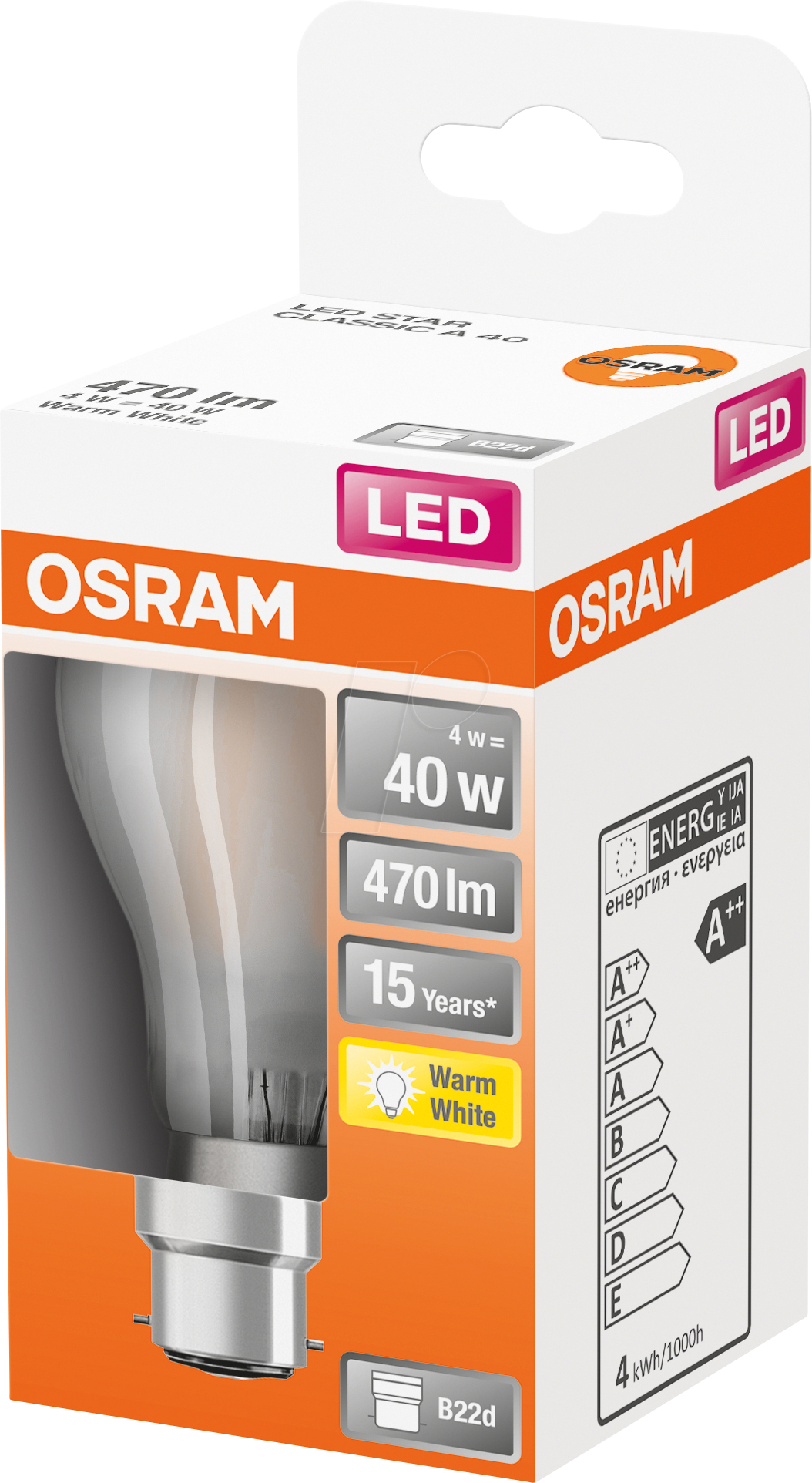 OSR 075437241 - LED-Lampe STAR RETRO B22d, 4 W, 470 lm, 2700 K