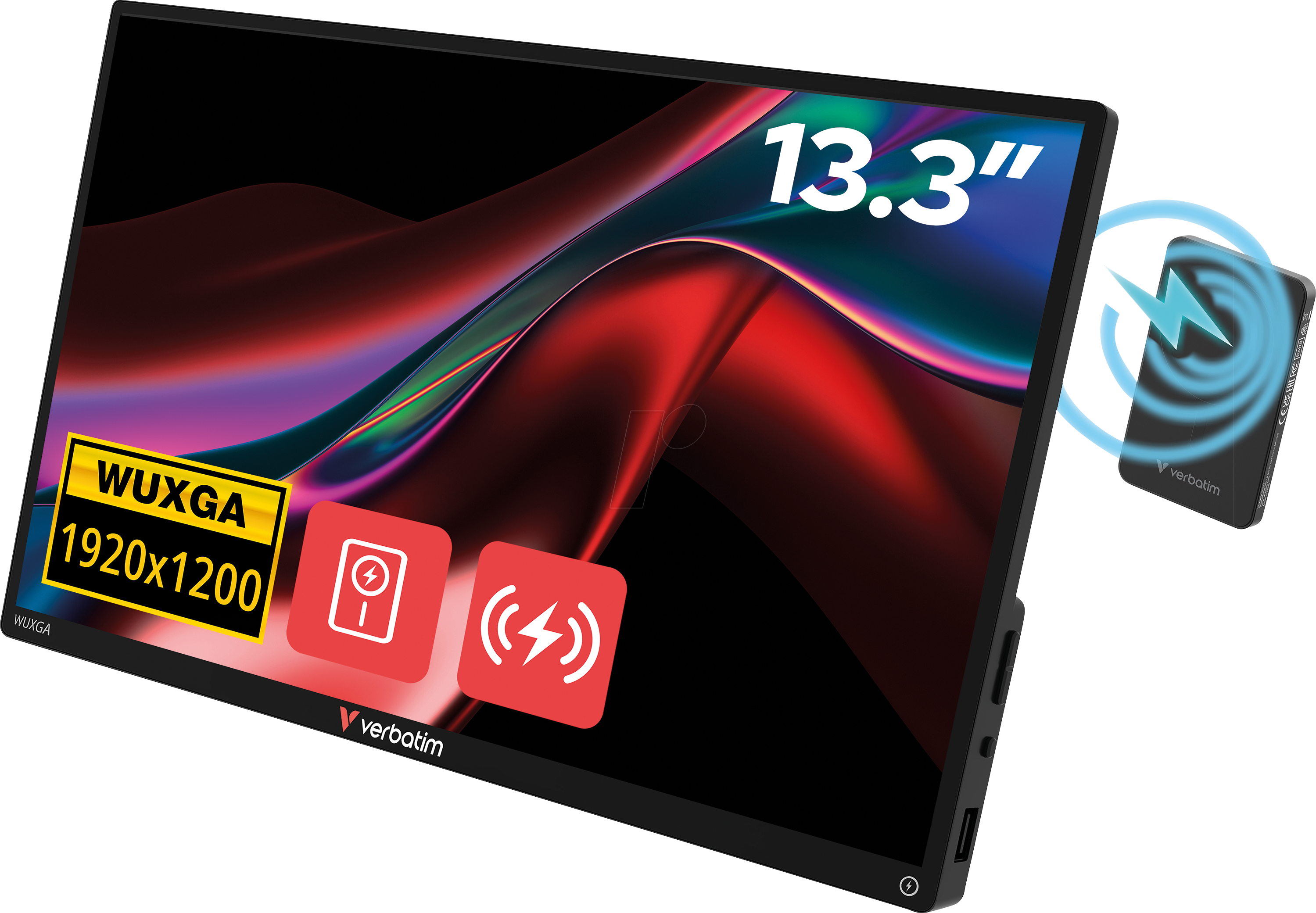 VERBATIM 32087 - 33,7cm Monitor, 16:10, WUXGA, Touch, mit Powerbank