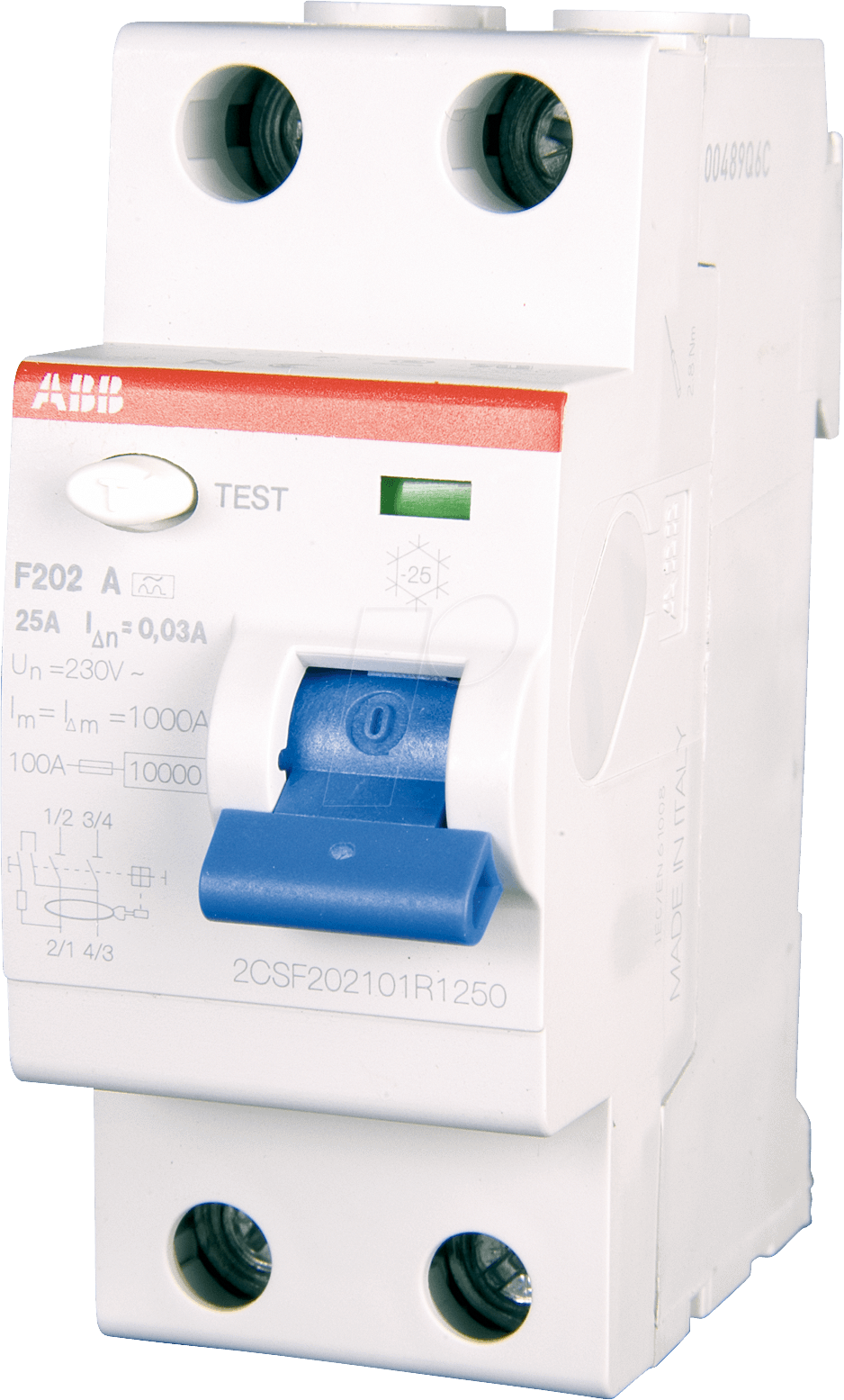 Thumbnail - ABB F202A-2503 - Fehlerstromschutz-Schalter, 25 A, 30 mA, 2 polig