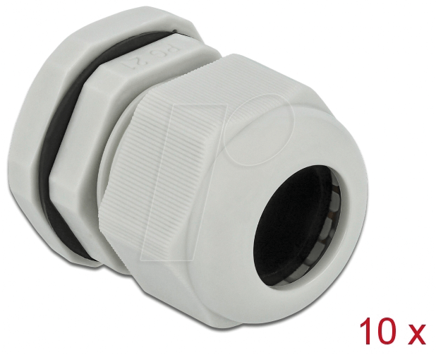 DELOCK 60223 - Kabelverschraubung, PG21, grau, 10er-Pack