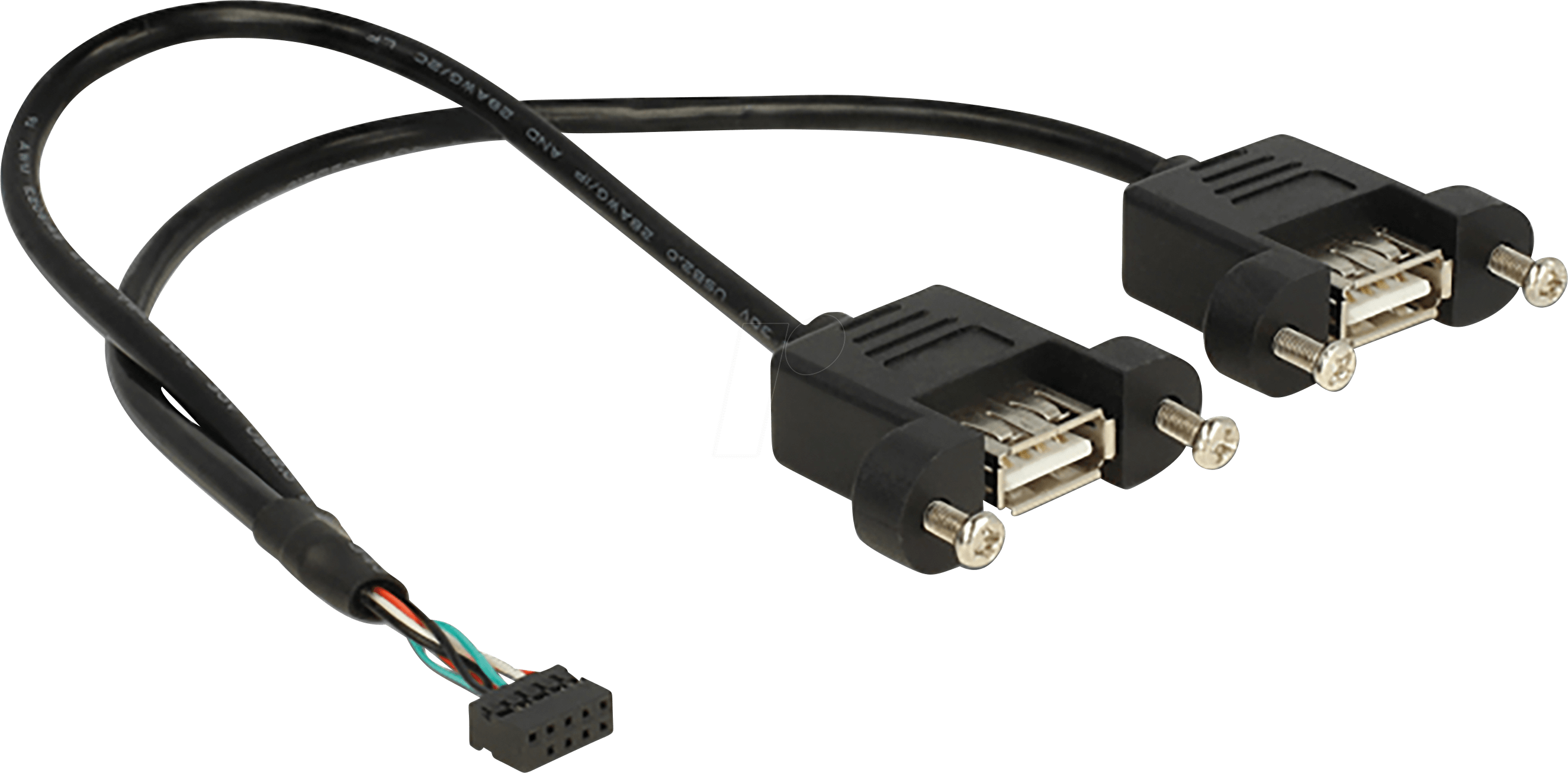 DELOCK 84832 - USB 2.0 Kabel, Pfostenstiftleiste auf 2x A Buchse, 0,25 m