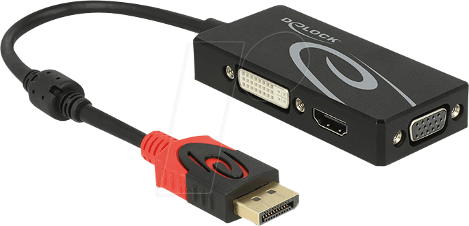 DELOCK 62902 - DisplayPort Adapter, DP Stecker auf VGA / HDMI / DVI-D