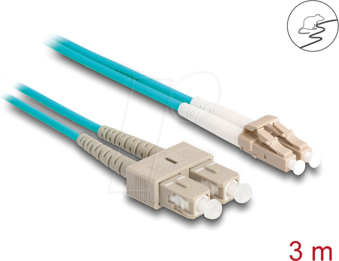 DELOCK 87912 - Kabel LWL, LC Duplex, / SC Duplex, Multimode, OM3, 50/125 µm, 3