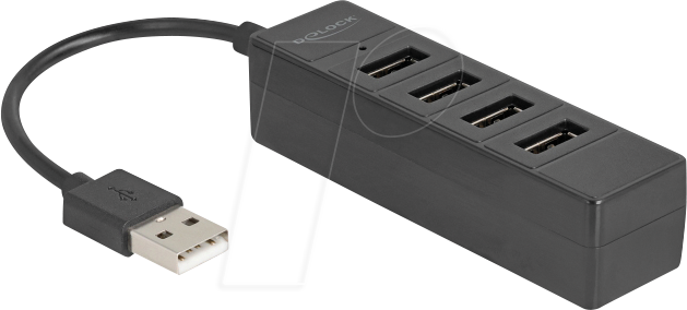 DELOCK 64334 - USB 2.0 Hub, 4 Port, 4x USB-A