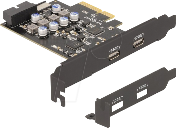 DELOCK 90345 - PCI PCIe x4 > 2x extern USB C, 1x intern Type-E , 1x intern 19 P