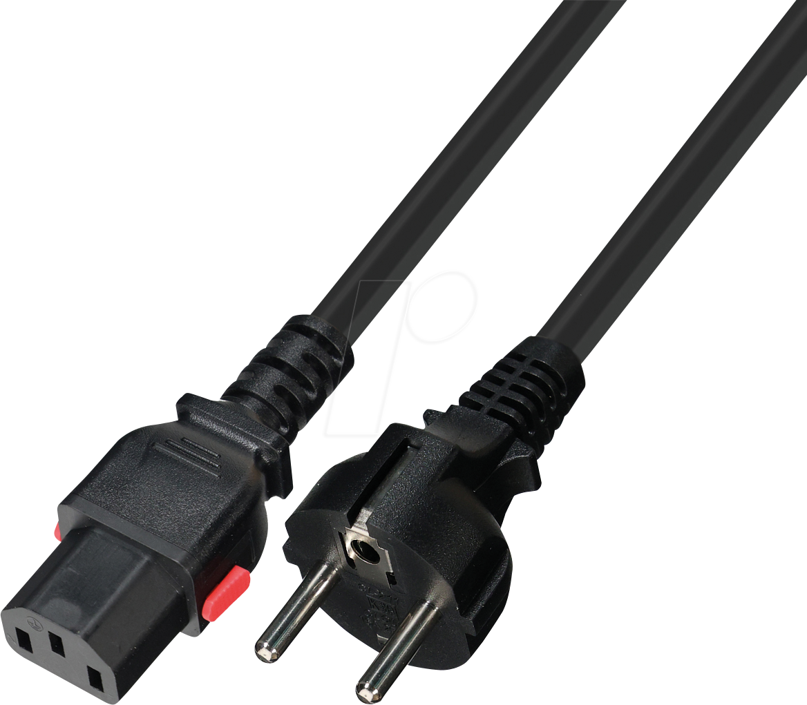 TTL 7102-L-2M-G - Netzkabel CEE 7/7 auf C13, SelfLock, 2,0 m, schwarz