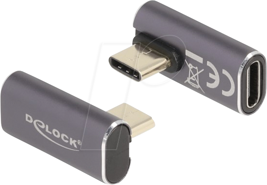 DELOCK 60048 - USB 4.0 Adapter, C Stecker auf C Buchse, gewinkelt, Metall