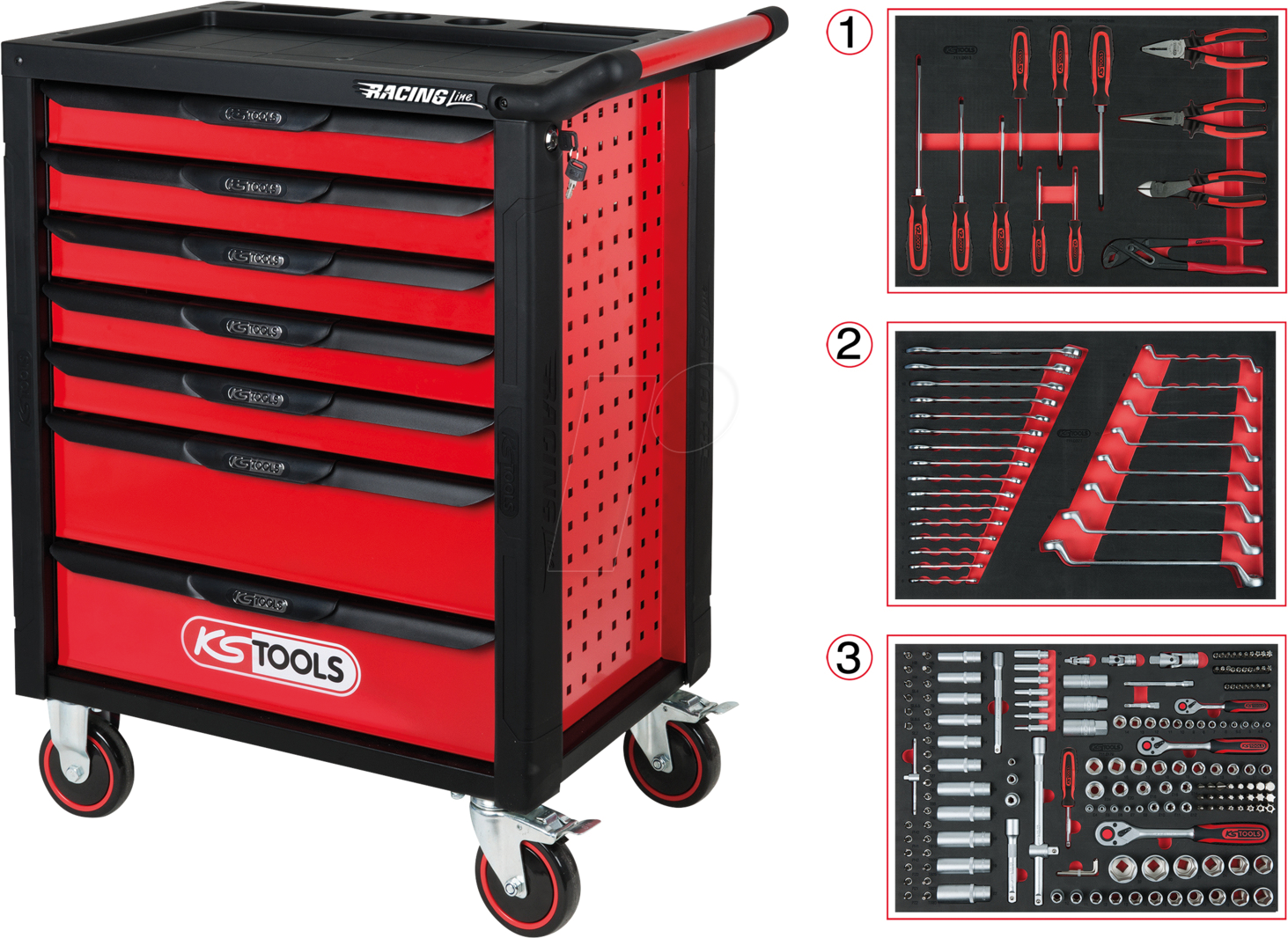 KS 826.7215 - Werkstattwagen, 7 Schubladen, 215 Werkzeuge