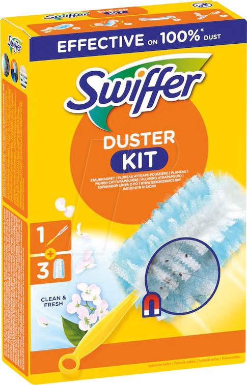 SWIFFER 711180 - Swiffer Staubmagnet DUSTER KIT, Griff+3 Tücher mit Duft