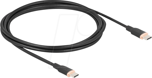 DELOCK 81239 - USB 2.0 Kabel, C Stecker > C Stecker, Silikon, schwarz, 2,5 m