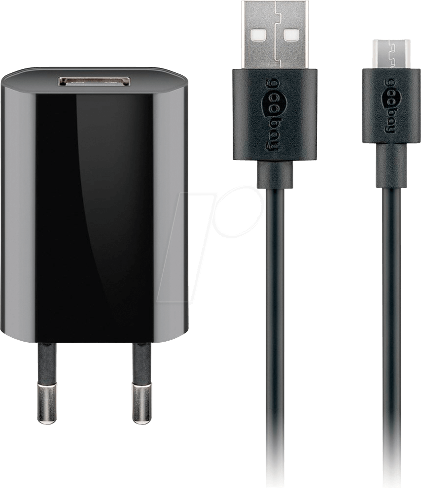 GOOBAY 44982 - USB-Ladegerät, 5 V, 1 A, microUSB, schwarz