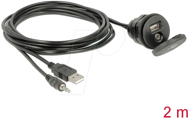 DELOCK 85719 - USB Typ A Stecker + 3,5 mm 4Pin Klinkenstecker > Stecker + Buchs