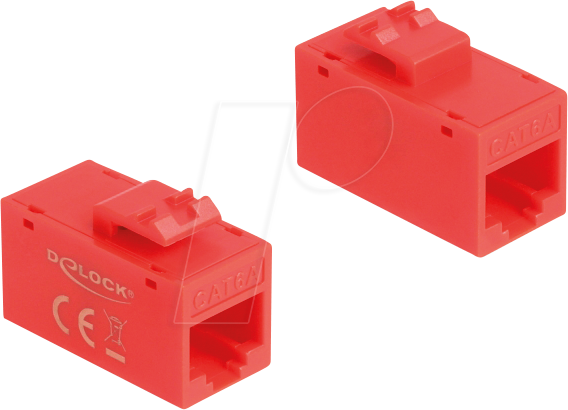 DELOCK 90641 - Keystone Modul, Cat.6a RJ45 Buchse / Buchse, UTP, rot