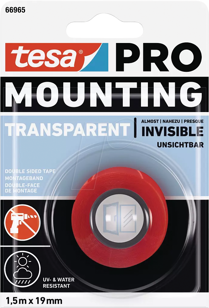 TESA 66965-0 - Montageband tesa PRO Transparent, 1,5 m x 19 mm